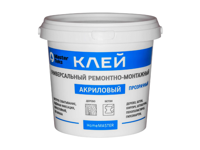 картинка MasterTeks HomeMaster Клей акриловый ремонтно-монтажный, 0,9 кг, прозрачный от магазина Тендент