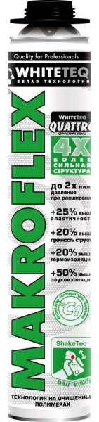 картинка Пена монтажная Makroflex WhiteTeq Profi Белая (пистолетная) 750 мл Макрофлекс от магазина Тендент