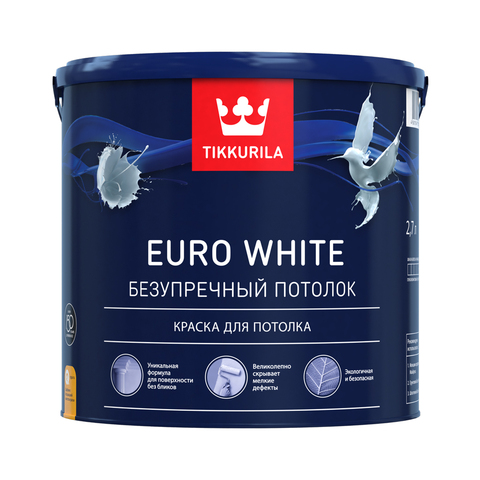 картинка Краска для потолка EURO WHITE глубоко матовая от магазина Тендент